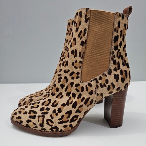 NEW Lauren Ralph Lauren Mylah Ankle Bootie 9.5 Leopard Print Calf Hair Heeled - Picture 1 of 15